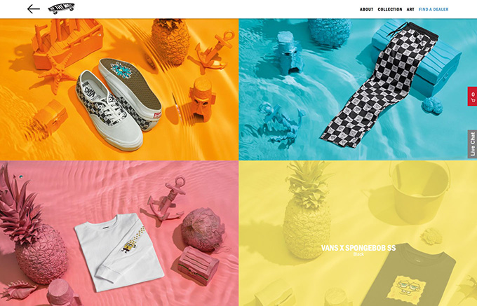 Komplementárne farebné spektrum na web stránkach Vans | SMASH BLOG